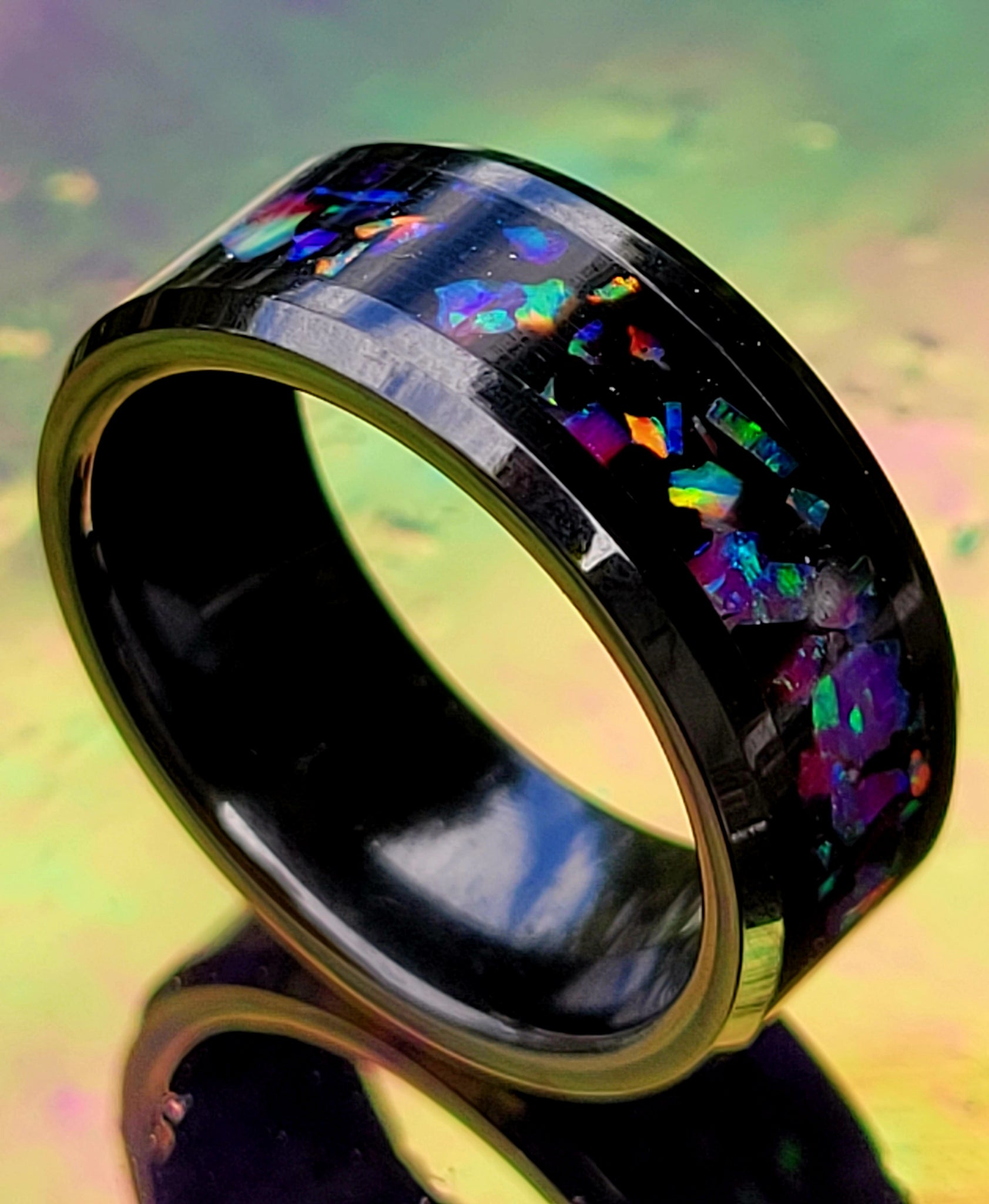 Carbon Fiber and Orange Glow Ring Custom Made – Stonebrook Jewelry
