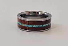 Load image into Gallery viewer, Turquoise and Walnut Wedding Band

