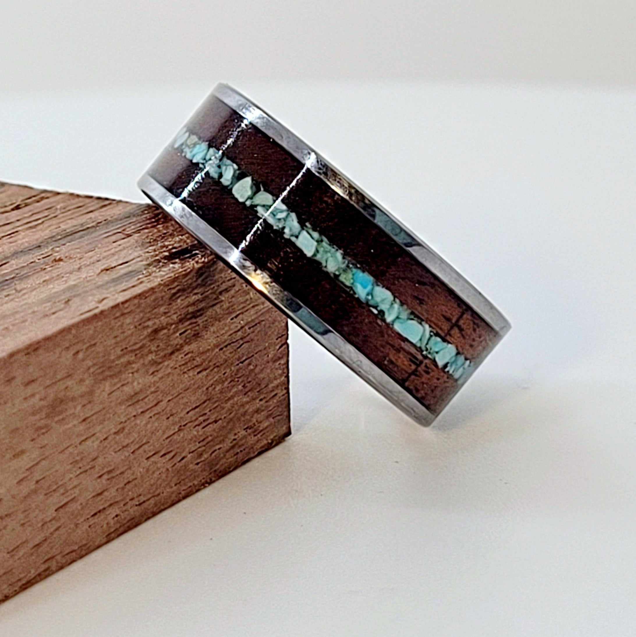 Turquoise and Walnut Wedding Band