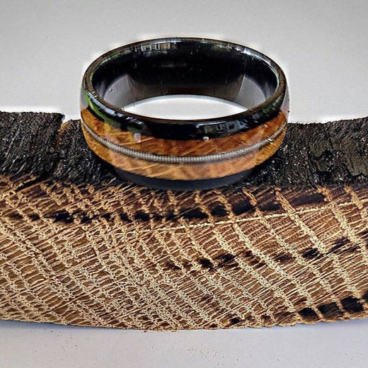 Whiskey Barrel Wood & Guitar String Ring